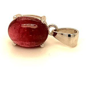 Rubellite 6.60ct Platinum Finish Silver Pendant